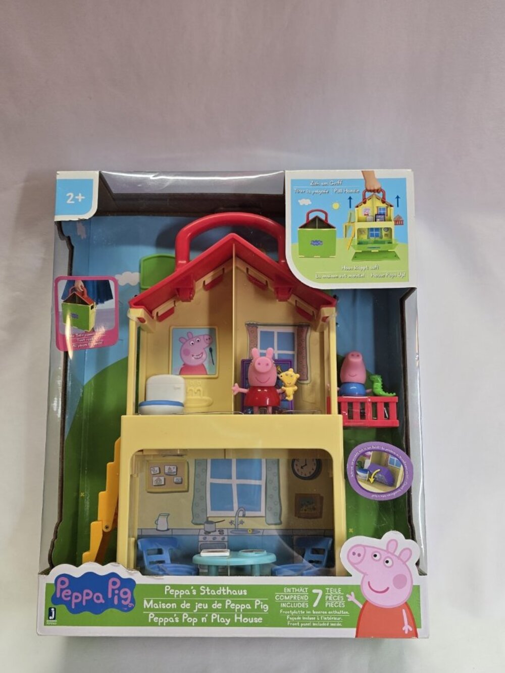 Peppa Pig Peppa's Pop N Play House - 7 Piece- German Language Packaging
